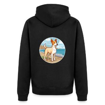 Portugais Podengo Pequeno Chien Race Dessin Animé Pet - Veste à capuche bio Premium Unisexe - noir - Dos - Nico (187cm)