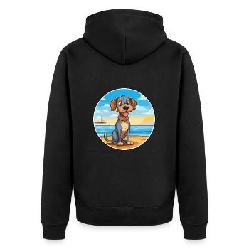 Porcelaine Dog Breed Cartoon Kawaii Clipart Dog - Unisex Premium Organic Zip Hoodie - black - Back - Nico (187cm)