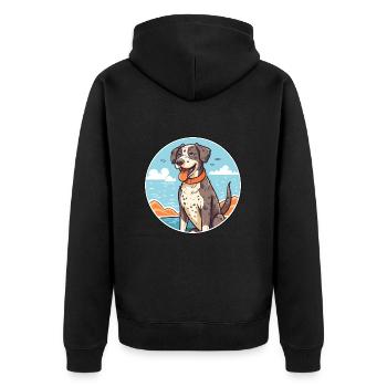 Portugiesisch Cattle Hund Rasse Cartoon Kawaii Clipart - Unisex Premium Bio Zip Hoodie - Schwarz - Hinten - Nico (187cm)