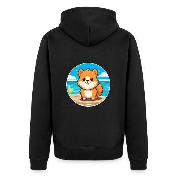 Pomeranian Hund Rasse Cartoon Kawaii Clipart Hund - Unisex Premium Bio Zip Hoodie - Schwarz - Hinten - Nico (187cm)