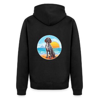 Portuguese Pointer Dog Breed Cartoon Kawaii Dog - Unisex Premium Organic Zip Hoodie - black - Back - Nico (187cm)
