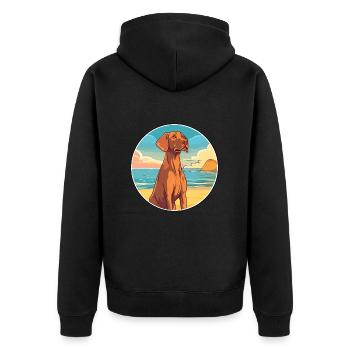 Vizsla chien race dessin animé Kawaii Clipart aquarelle - Veste à capuche bio Premium Unisexe - noir - Dos - Nico (187cm)