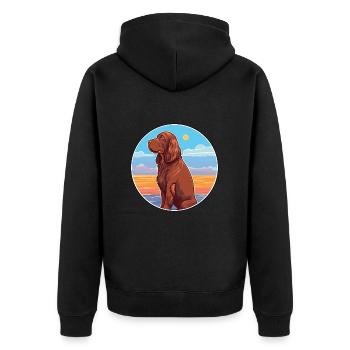 Sussex Spaniel Dog Breed Cartoon Kawaii Clipart - Unisex Premium Organic Zip Hoodie - black - Back - Nico (187cm)