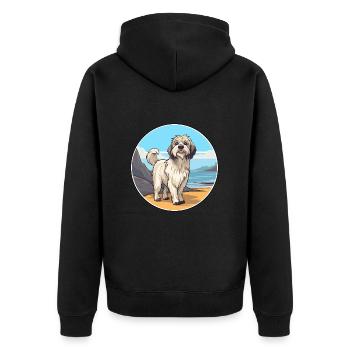 Berger des Pyrénées chien race Cartoon Kawaii Clipart - Veste à capuche bio Premium Unisexe - noir - Dos - Nico (187cm)