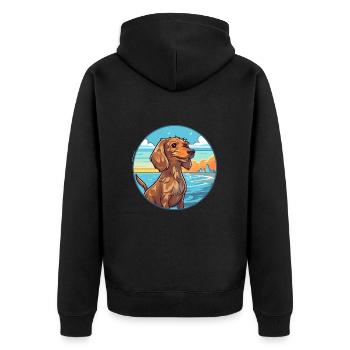 Wirehaired Dachshund Dog Breed Cartoon Kawaii Dog - Unisex Premium Organic Zip Hoodie - black - Back - Nico (187cm)