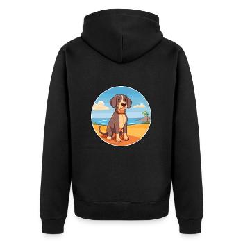 Tosa Hund Rasse Cartoon Kawaii Clipart Aquarell - Unisex Premium Bio Zip Hoodie - Schwarz - Hinten - Nico (187cm)
