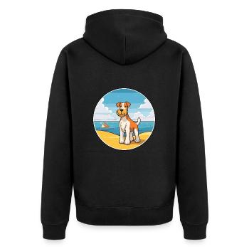 Fil Fox Terrier chien race Cartoon Kawaii Clipart - Veste à capuche bio Premium Unisexe - noir - Dos - Nico (187cm)