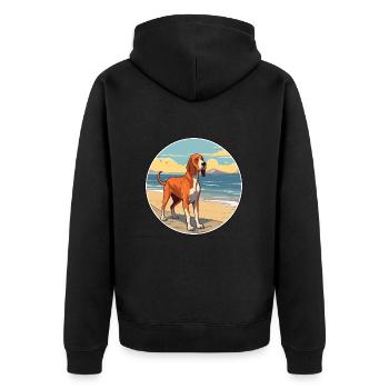 Russischer Jagdhund Rasse Cartoon Kawaii Clipart Hund - Unisex Premium Bio Zip Hoodie - Schwarz - Hinten - Nico (187cm)