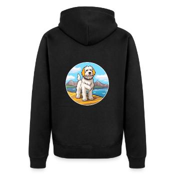Chien de berger des Pyrénées chien race Cartoon Kawaii Clipart - Veste à capuche bio Premium Unisexe - noir - Dos - Nico (187cm)