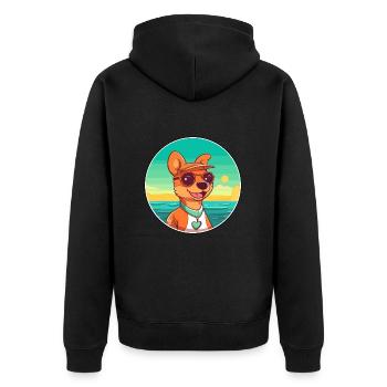 Volpino Italiano Hunderasse Cartoon Kawaii Clipart - Unisex Premium Bio Zip Hoodie - Schwarz - Hinten - Nico (187cm)