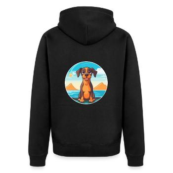 Ratonero Murciano chien race Cartoon Kawaii Clipart - Veste à capuche bio Premium Unisexe - noir - Dos - Nico (187cm)