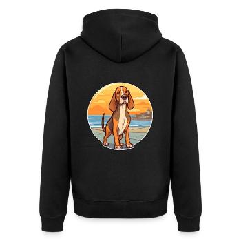 Transylvanian Hound Dog Breed Cartoon Kawaii Dog - Unisex Premium Organic Zip Hoodie - black - Back - Nico (187cm)