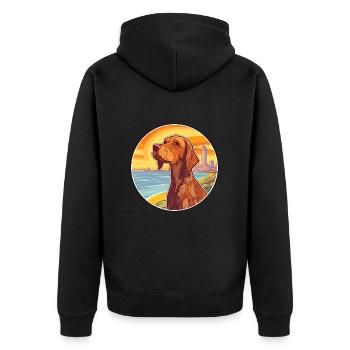 Cheveux durs Vizsla chien race Cartoon Kawaii Clipart - Veste à capuche bio Premium Unisexe - noir - Dos - Nico (187cm)