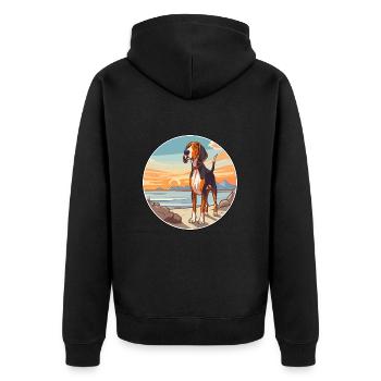 Treeing Walker Coonhound Dog Breed Cartoon Kawaii - Unisex Premium Organic Zip Hoodie - black - Back - Nico (187cm)