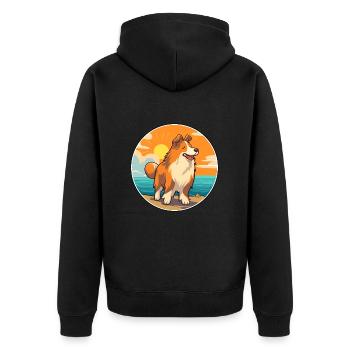 Rough Collie chien race dessin animé Kawaii Clipart chien - Veste à capuche bio Premium Unisexe - noir - Dos - Nico (187cm)