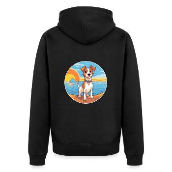 Russell Terrier Dog Breed Cartoon Kawaii Clipart - Unisex Premium Organic Zip Hoodie - black - Back - Nico (187cm)