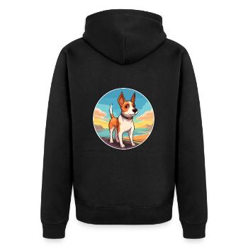 Teddy Roosevelt Terrier Dog Breed Cartoon Kawaii - Unisex Premium Organic Zip Hoodie - black - Back - Nico (187cm)