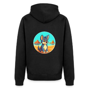 Tamaskan Dog Breed Cartoon Kawaii Clipart Dog Pet - Unisex Premium Organic Zip Hoodie - black - Back - Nico (187cm)