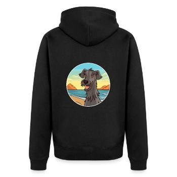 Scottish Deerhound Dog Breed Cartoon Kawaii Dog - Unisex Premium Organic Zip Hoodie - black - Back - Nico (187cm)