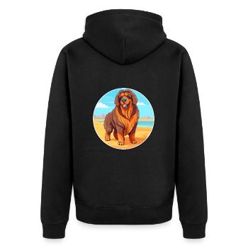 Tibetischer Mastiff Hund Rasse Cartoon Kawaii Clipart - Unisex Premium Bio Zip Hoodie - Schwarz - Hinten - Nico (187cm)
