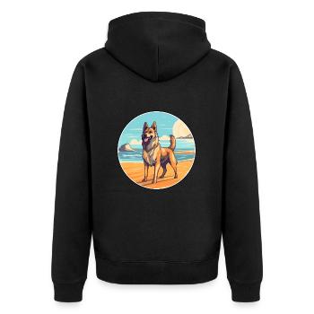 Schäferhund Rasse Cartoon Kawaii Clipart - Unisex Premium Bio Zip Hoodie - Schwarz - Hinten - Nico (187cm)