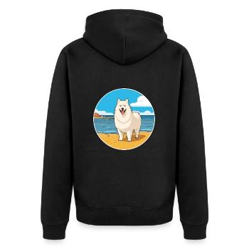 Samoyède chien race Cartoon Kawaii Clipart chien animal de compagnie - Veste à capuche bio Premium Unisexe - noir - Dos - Nico (187cm)