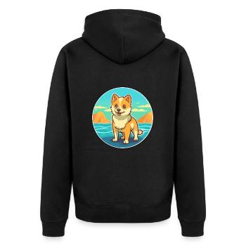 Shikoku Dog Breed Cartoon Kawaii Clipart Dog Pet - Unisex Premium Organic Zip Hoodie - black - Back - Nico (187cm)