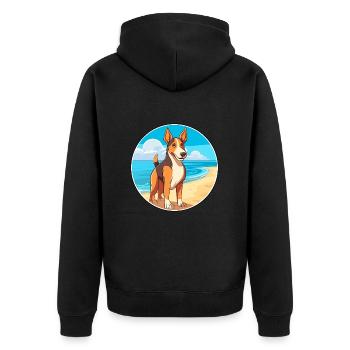 Glatter Collie Hund Rasse Cartoon Kawaii Clipart Hund - Unisex Premium Bio Zip Hoodie - Schwarz - Hinten - Nico (187cm)