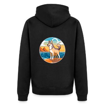 Seppala Sibirischer SchlittenHund Hunderasse Karikatur Kawaii - Unisex Premium Bio Zip Hoodie - Schwarz - Hinten - Nico (187cm)