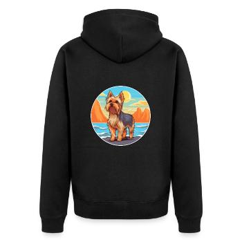 Silky Terrier Hund Rasse Cartoon Kawaii Clipart Hund - Unisex Premium Bio Zip Hoodie - Schwarz - Hinten - Nico (187cm)