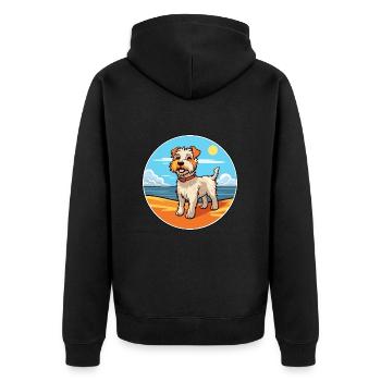 Sporting Lucas Terrier Hunderasse Cartoon Kawaii - Unisex Premium Bio Zip Hoodie - Schwarz - Hinten - Nico (187cm)
