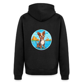 St Miguel Cattle Dog Breed Cartoon Kawaii Clipart - Unisex Premium Organic Zip Hoodie - black - Back - Nico (187cm)