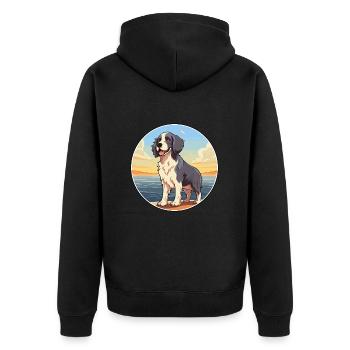 Stabyhoun chien race dessin animé kawaii clipart chien animal de compagnie - Veste à capuche bio Premium Unisexe - noir - Dos - Nico (187cm)