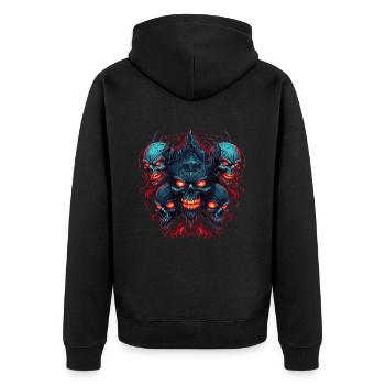 Abstrait Diable Satan Squelette Démons - Veste à capuche bio Premium Unisexe - noir - Dos - Nico (187cm)