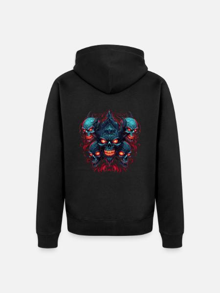 Abstract Devil Satan Skeleton Demons - Unisex Premium Organic Zip Hoodie - black