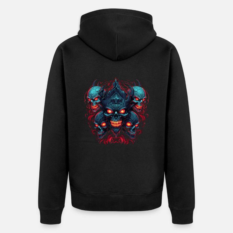 Abstrait Diable Satan Squelette Démons - Veste à capuche bio Premium Unisexe - noir