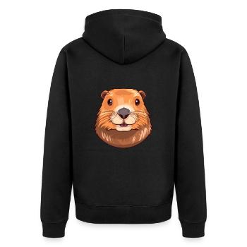 Und täglich grüßt das Murmeltier bunte Aquarell-Karikatur Kawaii Haustier - Unisex Premium Bio Zip Hoodie - Schwarz - Hinten - Nico (187cm)