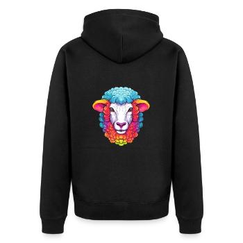Sheep Colorful Watercolor Cartoon Kawaii Animal - Unisex Premium Organic Zip Hoodie - black - Back - Nico (187cm)