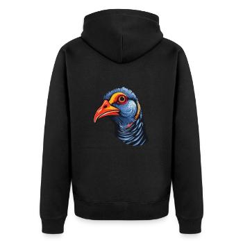 Pintade colorée aquarelle dessin animé Kawaii Ani - Veste à capuche bio Premium Unisexe - noir - Dos - Nico (187cm)