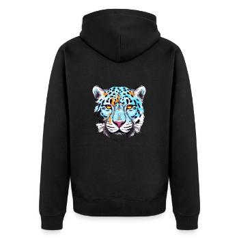 Léopard des neiges Aquarelle colorée Dessin animé Kawaii An - Veste à capuche bio Premium Unisexe - noir - Dos - Nico (187cm)