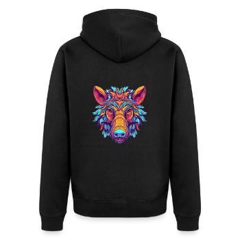 Boar Colorful Watercolor Cartoon Kawaii Animal - Unisex Premium Organic Zip Hoodie - black - Back - Nico (187cm)