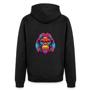 Gorilla Colorful Watercolor Cartoon Kawaii Animal - Unisex Premium Organic Zip Hoodie - black - Back - Nico (187cm)