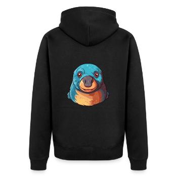 Mole Colorful Watercolor Cartoon Kawaii Animal - Unisex Premium Organic Zip Hoodie - black - Back - Nico (187cm)