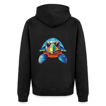Turtle Colorful Watercolor Cartoon Kawaii Animal - Unisex Premium Organic Zip Hoodie - black - Back - Nico (187cm)