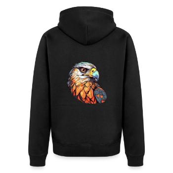 Falcon Colorful Watercolor Cartoon Kawaii Animal - Unisex Premium Organic Zip Hoodie - black - Back - Nico (187cm)