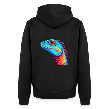 Lézard Aquarelle Colorée Dessin Animé Kawaii Animal - Veste à capuche bio Premium Unisexe - noir - Dos - Nico (187cm)