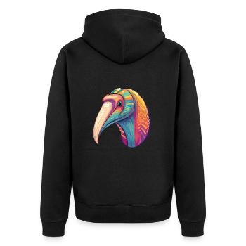 Ameisenbär Bunte Aquarell-Karikatur Kawaii-Tier - Unisex Premium Bio Zip Hoodie - Schwarz - Hinten - Nico (187cm)