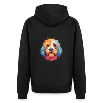 Hund Buntes Aquarell Cartoon Kawaii Tier - Unisex Premium Bio Zip Hoodie - Schwarz - Hinten - Nico (187cm)