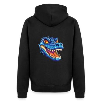 Krokodil bunte Aquarell-Karikatur Kawaii Anima - Unisex Premium Bio Zip Hoodie - Schwarz - Hinten - Nico (187cm)