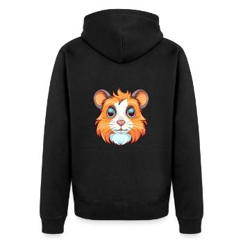 Hamster Buntes Aquarell Cartoon Kawaii Tier - Unisex Premium Bio Zip Hoodie - Schwarz - Hinten - Nico (187cm)